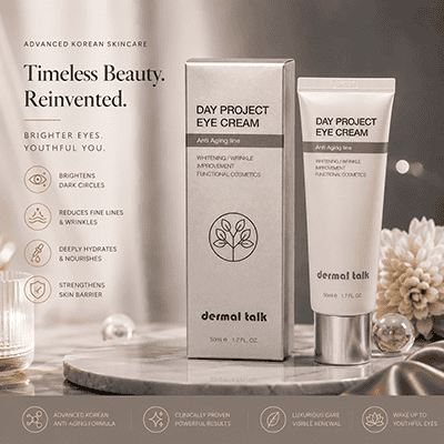 Dermal Talk Day Project Eye Cream advanced Korean skincare eye cream for dark circles, fine lines, wrinkles and daily hydration
